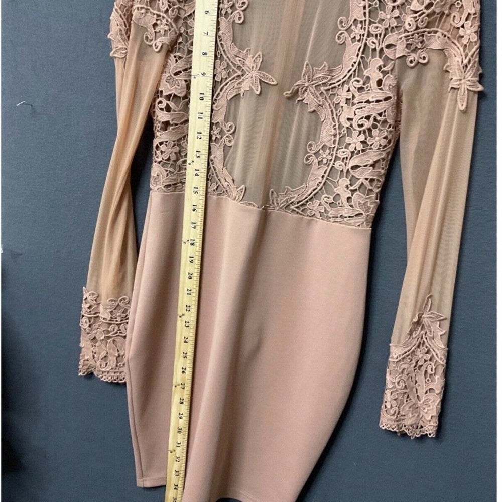 Entry Lace Detail Mini Dress in Nude